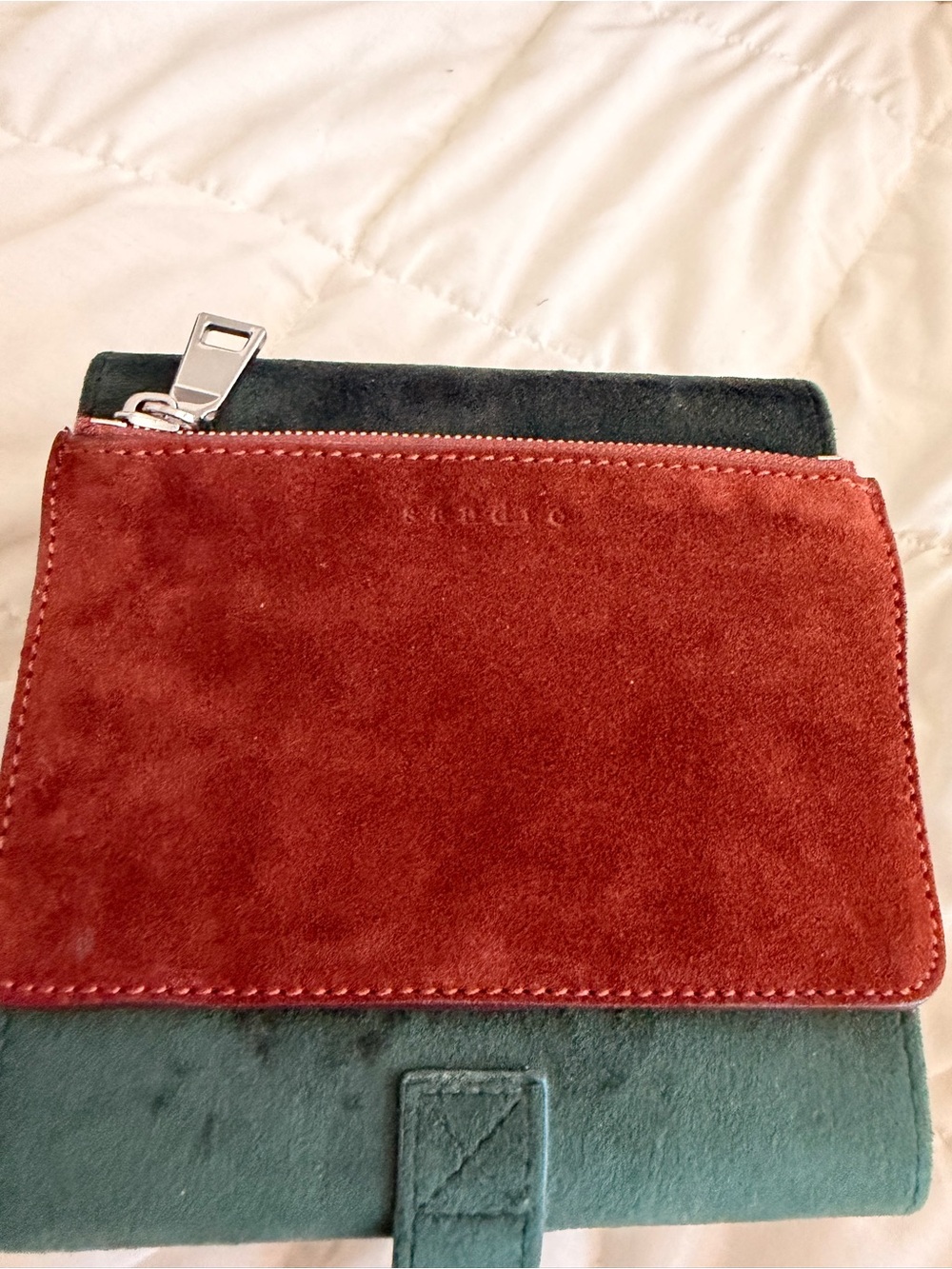 Ted Baker London Two-Tone Suede Small Wallet in Red and Green